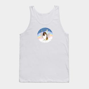 A Sable and White Collie Floats in Heavens CLouds Tank Top